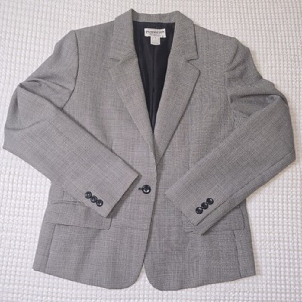 Pendleton Women’s Wool Houndstooth Blazer Size 8 Fits Small Black White